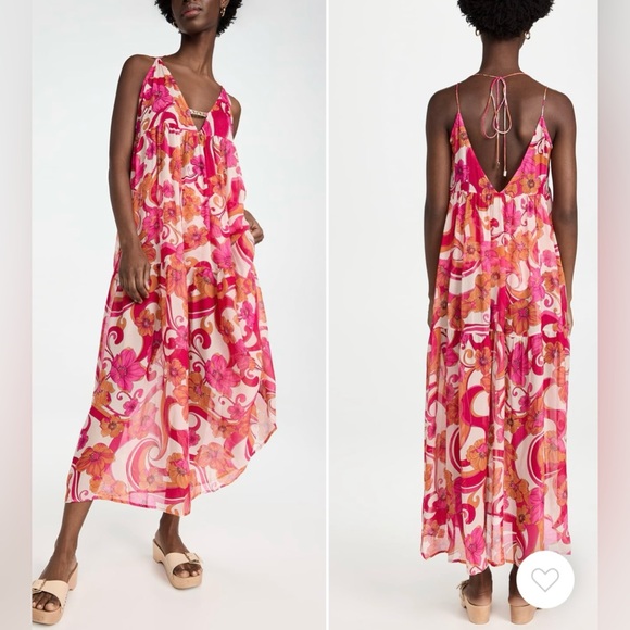 CIN CIN Dresses & Skirts - NEW TODAY CIN CIN Vibrant Pink and Orange Maxi Dress, size Large